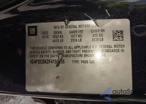 2015 Buick Verano Leather Group из США, поврежденный, VIN 1G4PS5SK2F4156266